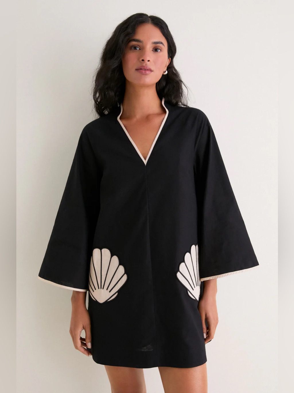 Nwt Hyacinth House Black & Tan Seashell Oceana Mini Dress - Size Small